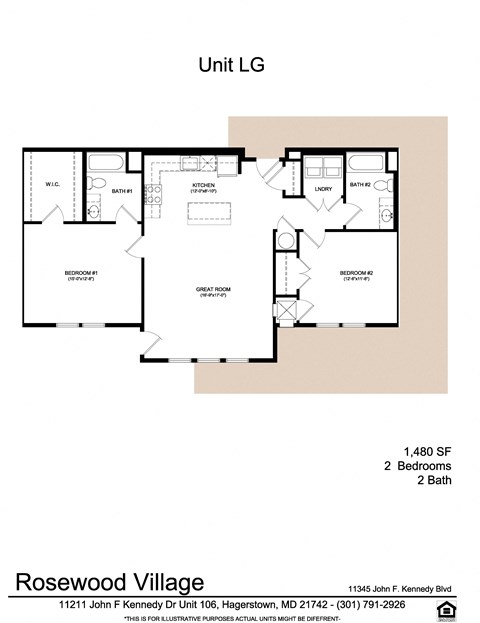 2 bed 2 bath LG at Rosewood Village, Hagerstown, Maryland